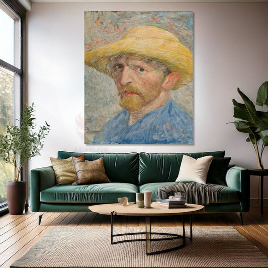 Van Gogh Kanvas Tablo Kanvas Duvar Tablosu Empresyonizm Tablo Portre Hasır Şapka