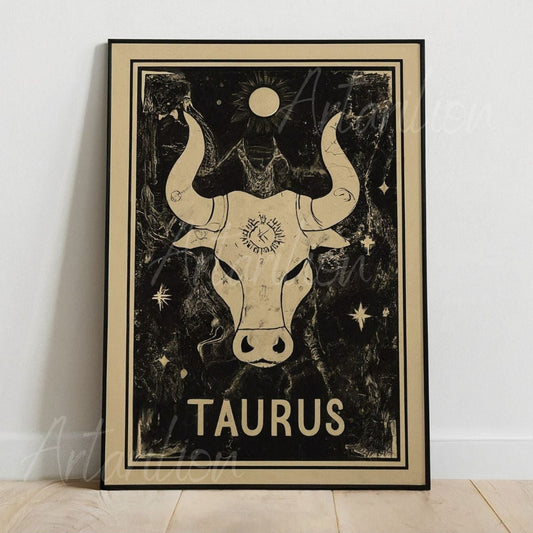 Kanvas Dijital HD Baskı Kanvas Tablo Boğa Burcu Kanvas Tablo Zodiac Burç Duvar Tablosu