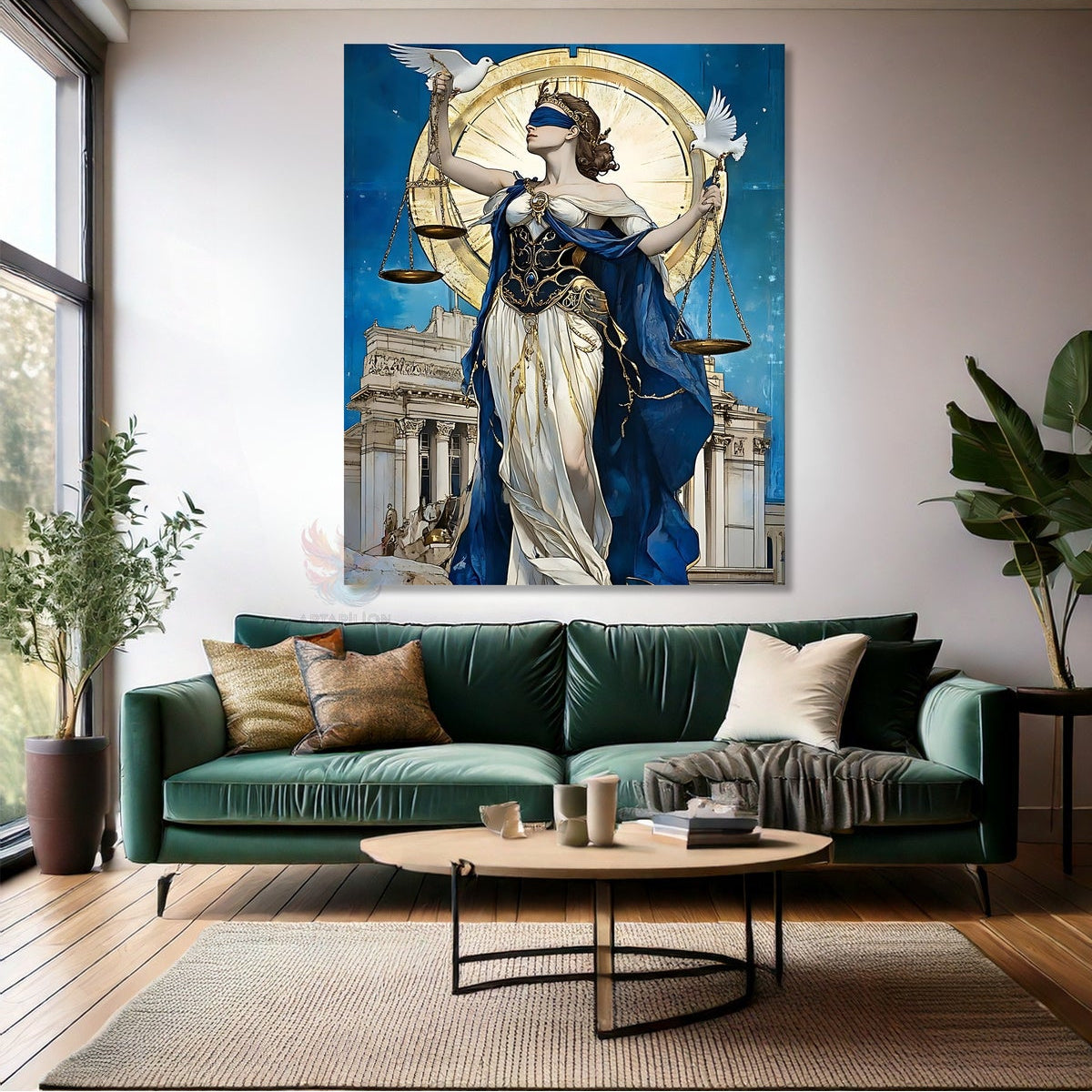 Canvas Law Painting Justice and White Dove Office Painting Canvas Wall Decor