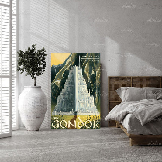 Yüzüklerin Efendisi Kanvas Tablo Gondor Duvar Dekorasyonu LOTR Oyun Odası Salon Dizi Film Tablosu