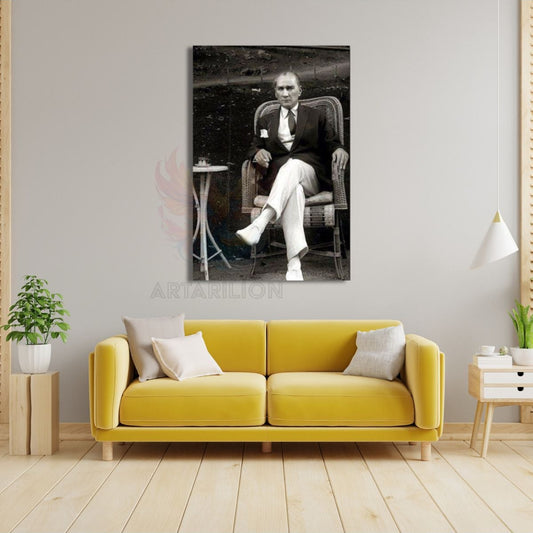 Kanvas Tablo Siyah Beyaz Atatürk Portresi Duvar Tablosu Atatürk Temalı Tablo Ev Dekoru