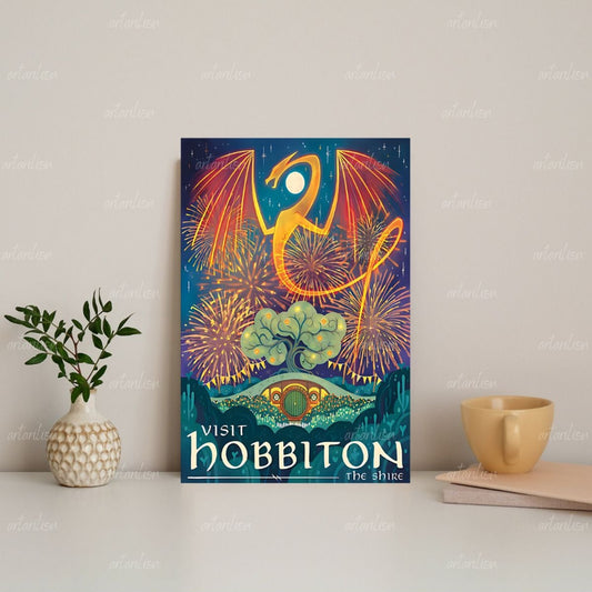Yüzüklerin Efendisi Kanvas Tablo Hobbiton Duvar Dekorasyonu LOTR Oyun Odası Salon Dizi Film Tablosu