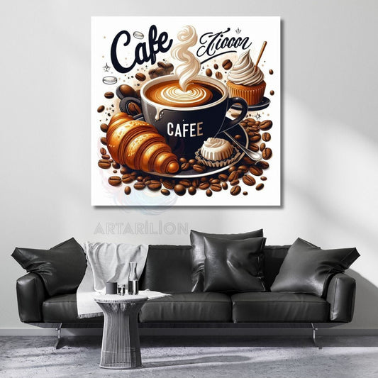 Kafe Tablosu Kanvas Kahve Temalı Duvar Tablosu Ofis Tablosu