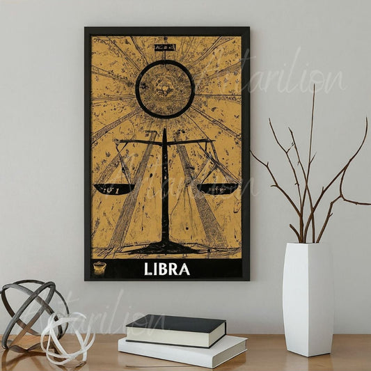 Kanvas Dijital HD Baskı Kanvas Tablo Libra Burcu Kanvas Tablo Zodiac Tarot Burç Duvar Tablosu