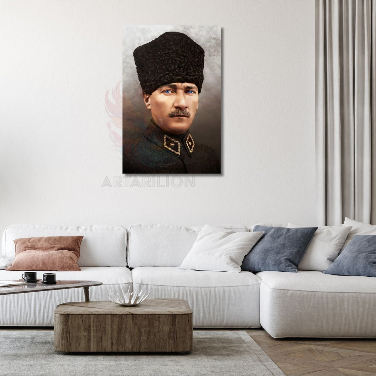 Atatürk Portresi Temalı Dijital Baskı Kanvas Tablo