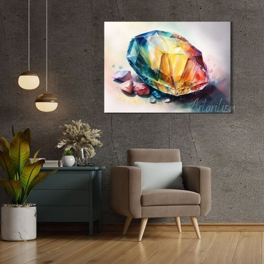 Kanvas Dijital HD Baskı Kanvas Tablo Çok Renkli Kristal Duvar Tablosu