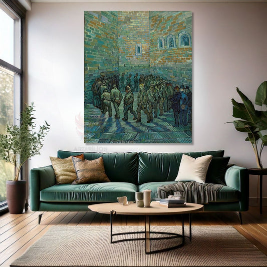 Van Gogh Kanvas Tablo Kanvas Duvar Tablosu Empresyonizm Tablo Prison Courtyard