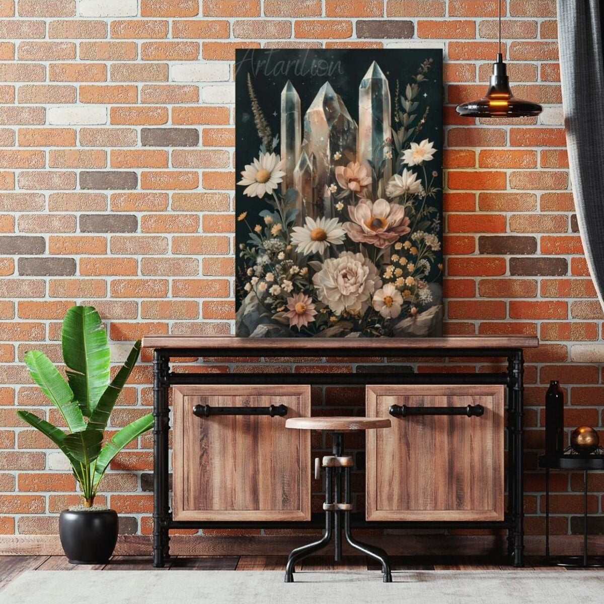 Canvas Digital HD Print Canvas Painting Crystals in Flowers Wall Art