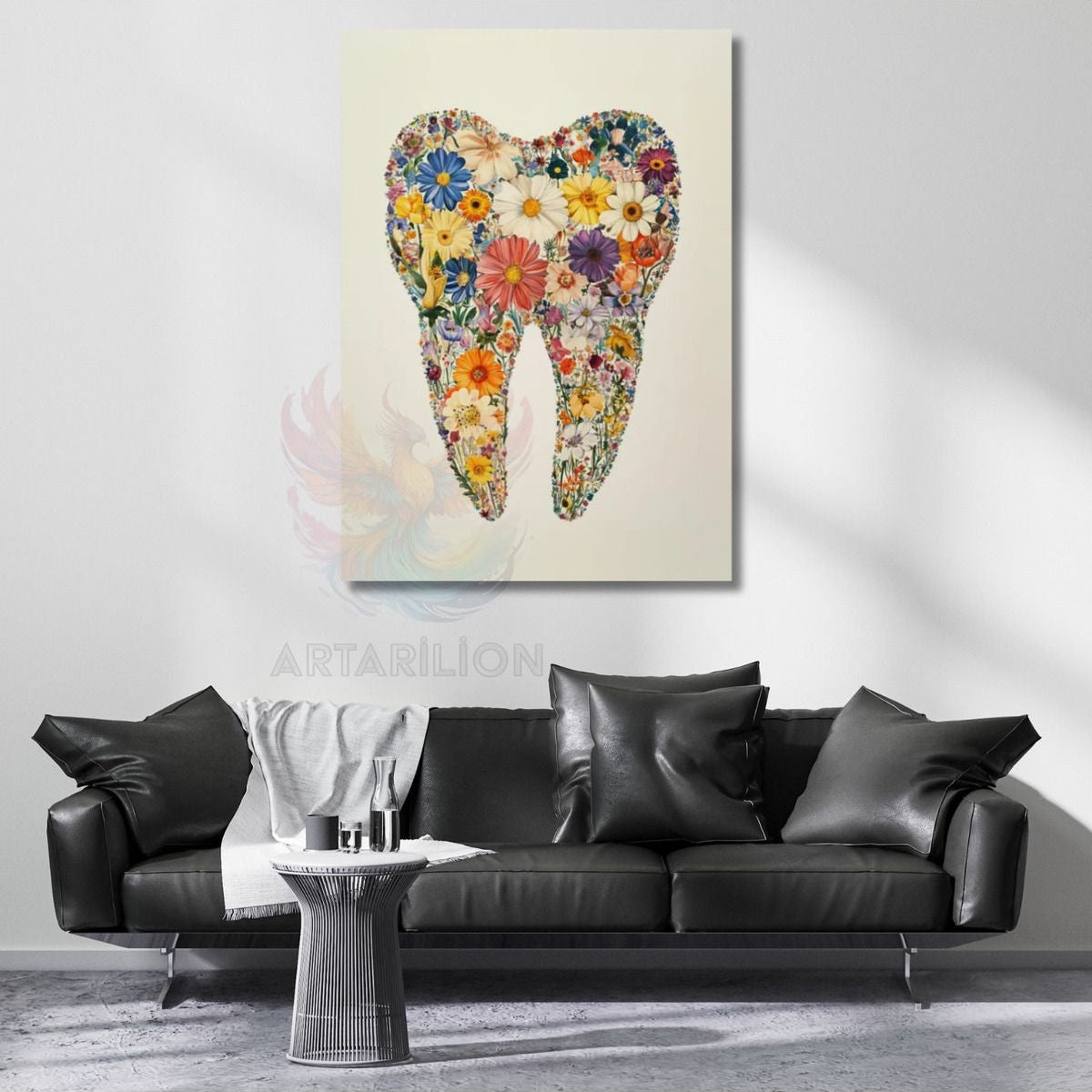 Canvas Dental Exam Chart Flowers and Dental Design Office Chart Dental Visual Chart