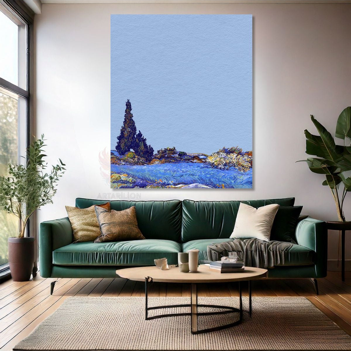 Van Gogh Dijital Baskı Mavi Manzara Empresyonizm Kanvas Tablo