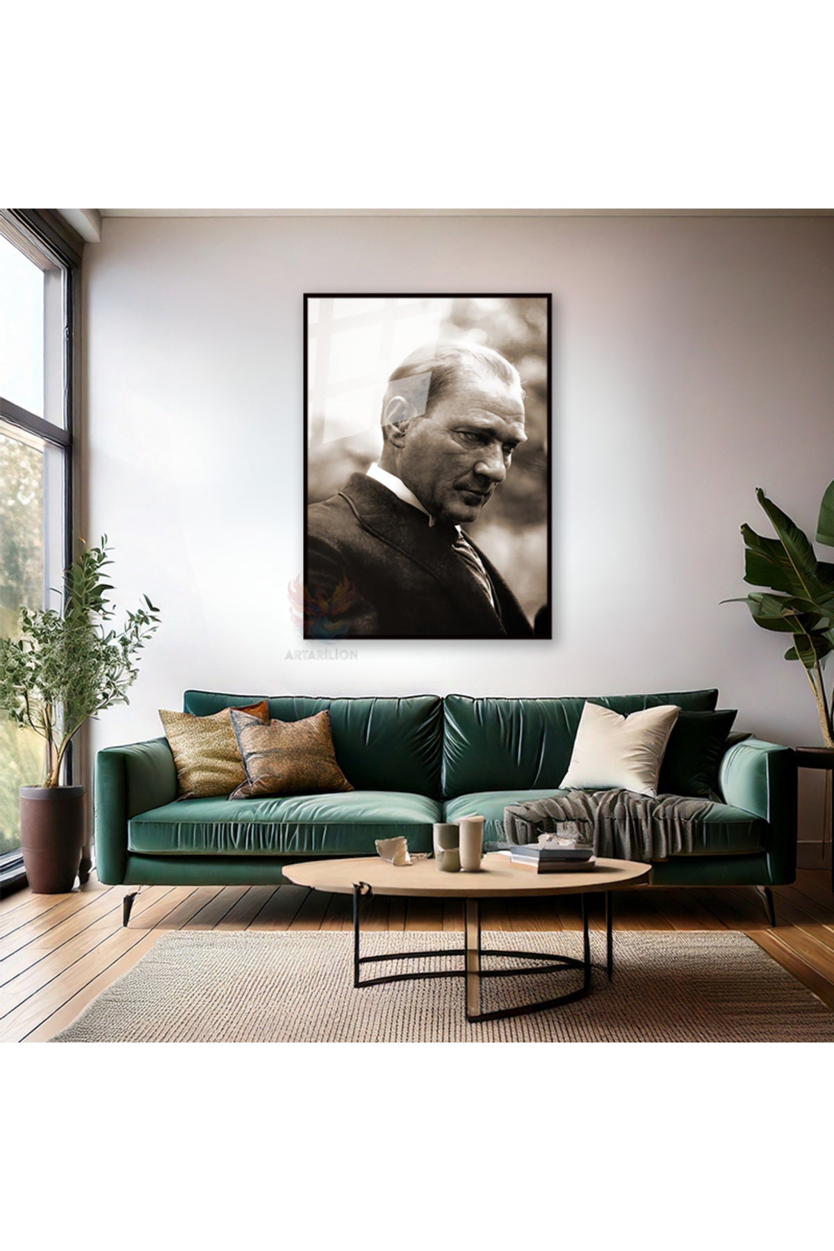 Atatürk Portresi Metal Çerçeveli Cam Tablo