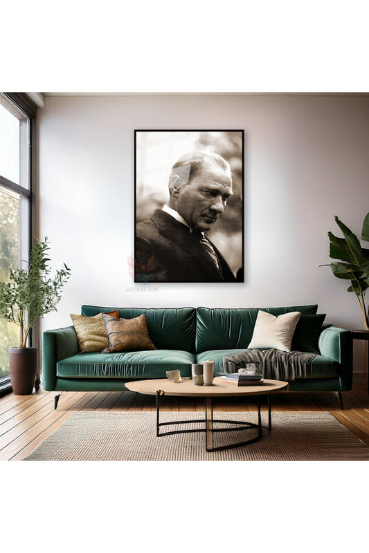 Atatürk Portresi Ev Ofis Tablosu Metal Çerçeveli Cam Atatürk Tablosu Ofis Hediyesi