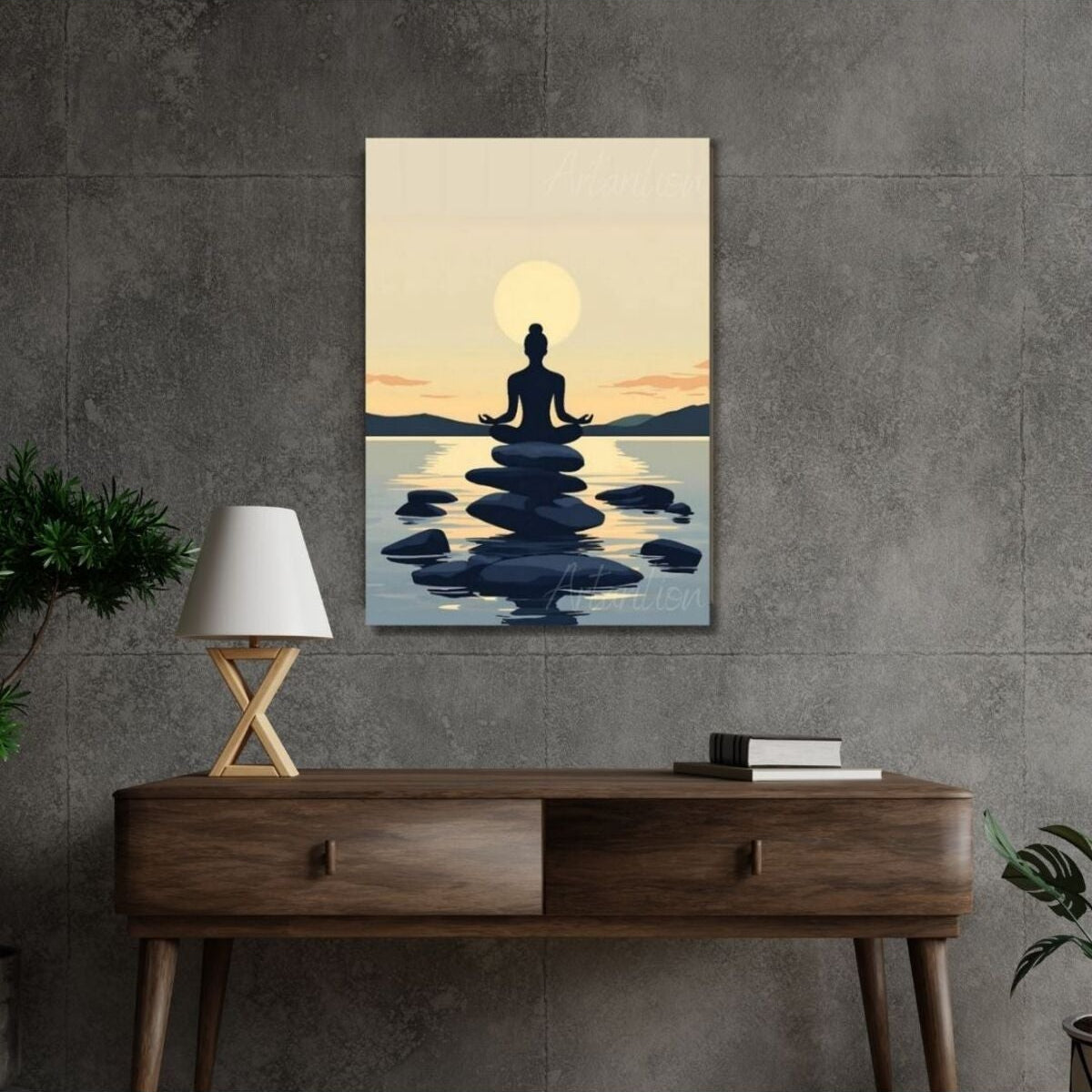 Kanvas Dijital HD Baskı Kanvas Tablo Huzurlu Yoga Art Duvar Tablosu