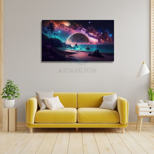 Galaksi Fantastik Manzara Kanvas Tablo Modern Duvar Dekoru Dijital Baskı Tablo