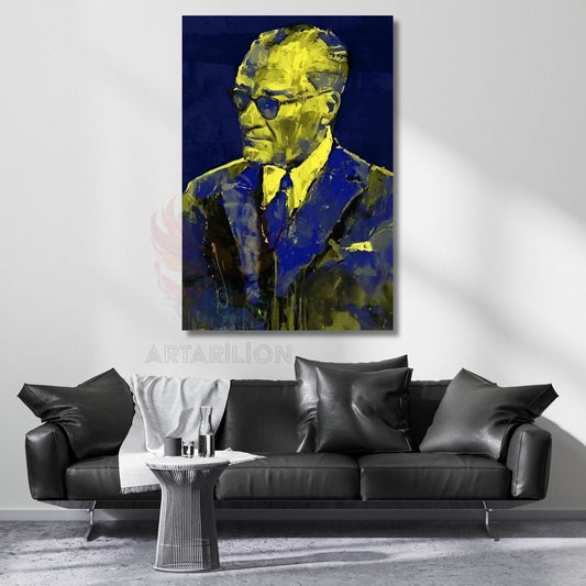 Yağlı Boya Görünümlü Atatürk Portresi Kanvas Dijital Baskı Tablo