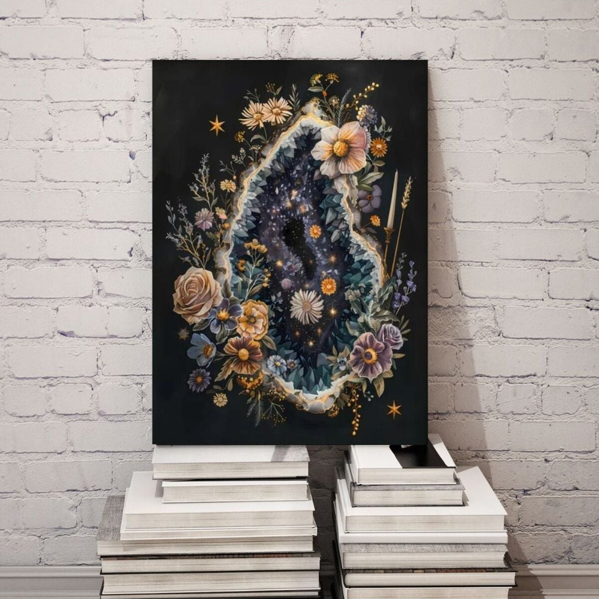 Canvas Digital HD Print Canvas Painting Crystal and Flowers Wall Art