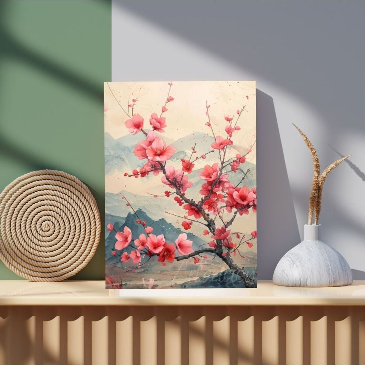 Canvas Digital HD Print Canvas Painting Japanese Cherry Blossoms Wall Painting