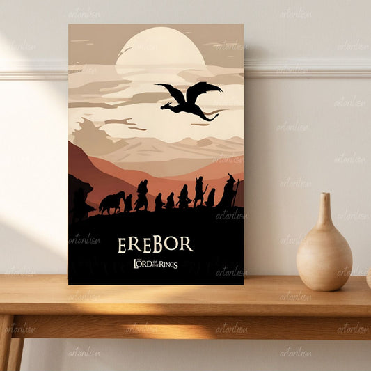 Yüzüklerin Efendisi Kanvas Tablo Erabor Duvar Dekorasyonu LOTR Oyun Odası Salon Dizi Film Tablosu