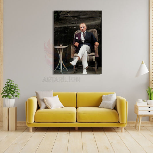 Atatürk Portresi Tablo Kanvas Tablo Dijital Baskı Ofis Salon Tablosu Renkli Atatürk Tablosu