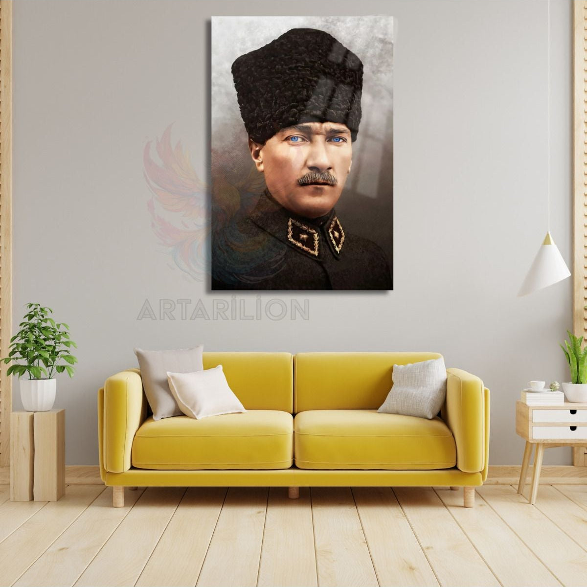 Atatürk Portrait Unbreakable Glass Painting Atatürk Themed Wall Decor Home Office Decor Digital Printing
