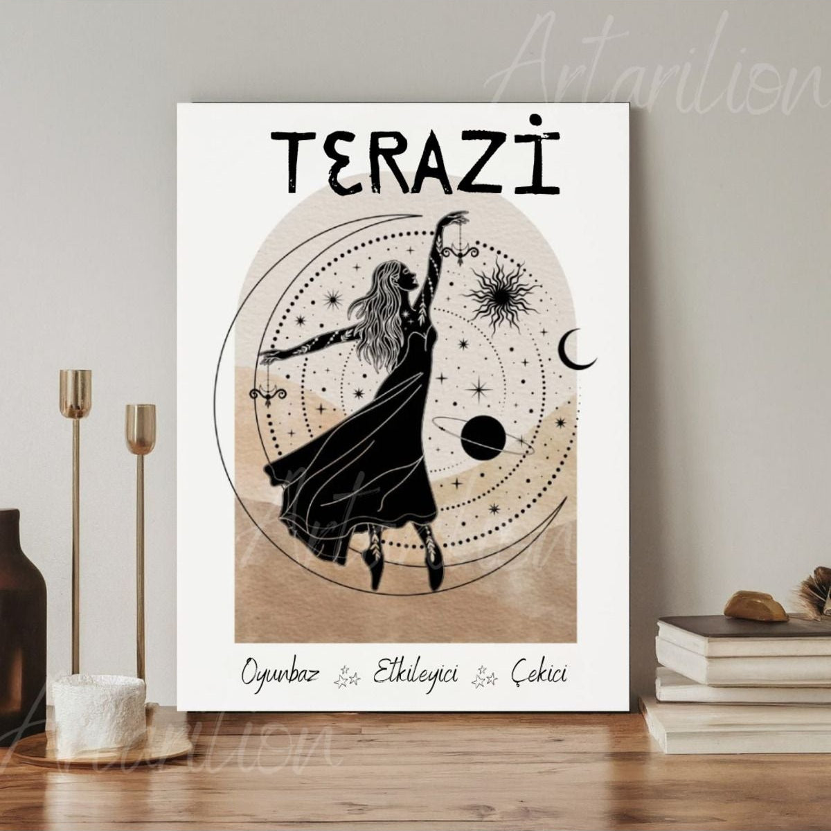 Dijital HD Baskı Kanvas Tablo Terazi Burcu Kanvas Tablo Zodiac Burç Duvar Tablosu