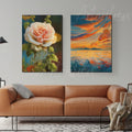 Canvas HD Digital Print Flower and Sky Painting for Living Room Stylish Elegant Colorful Landscape Canvas Painting