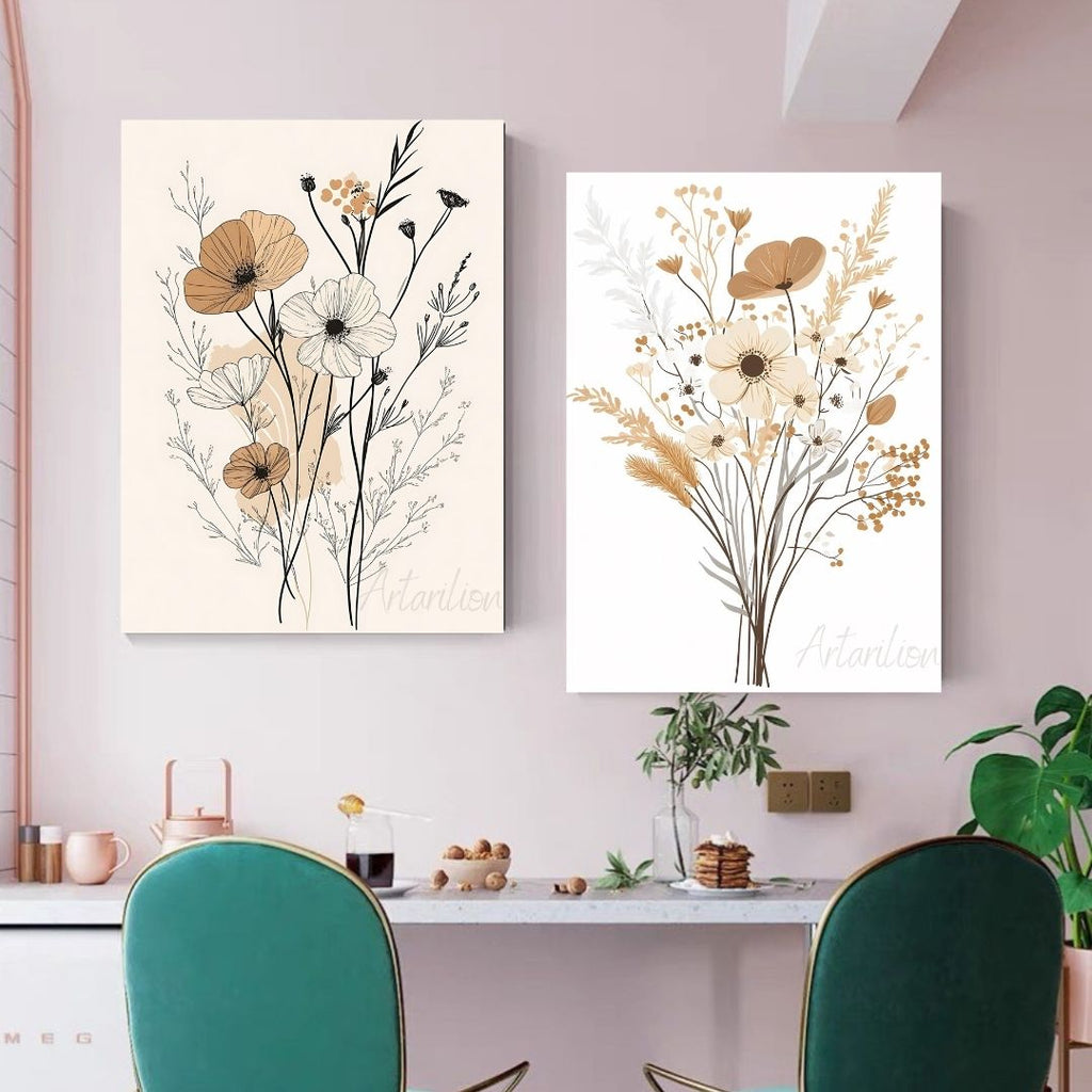Canvas Digital HD Print Canvas Painting 2-Pack Modern Minimalist Flowers Wall Painting