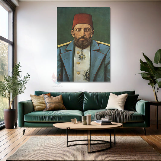 Kanvas Tablo Ev Ofis Duvar Tablosu Abdulhamit Portresi Yeni Ev Hediyesi Kanvas Ev Dekoru