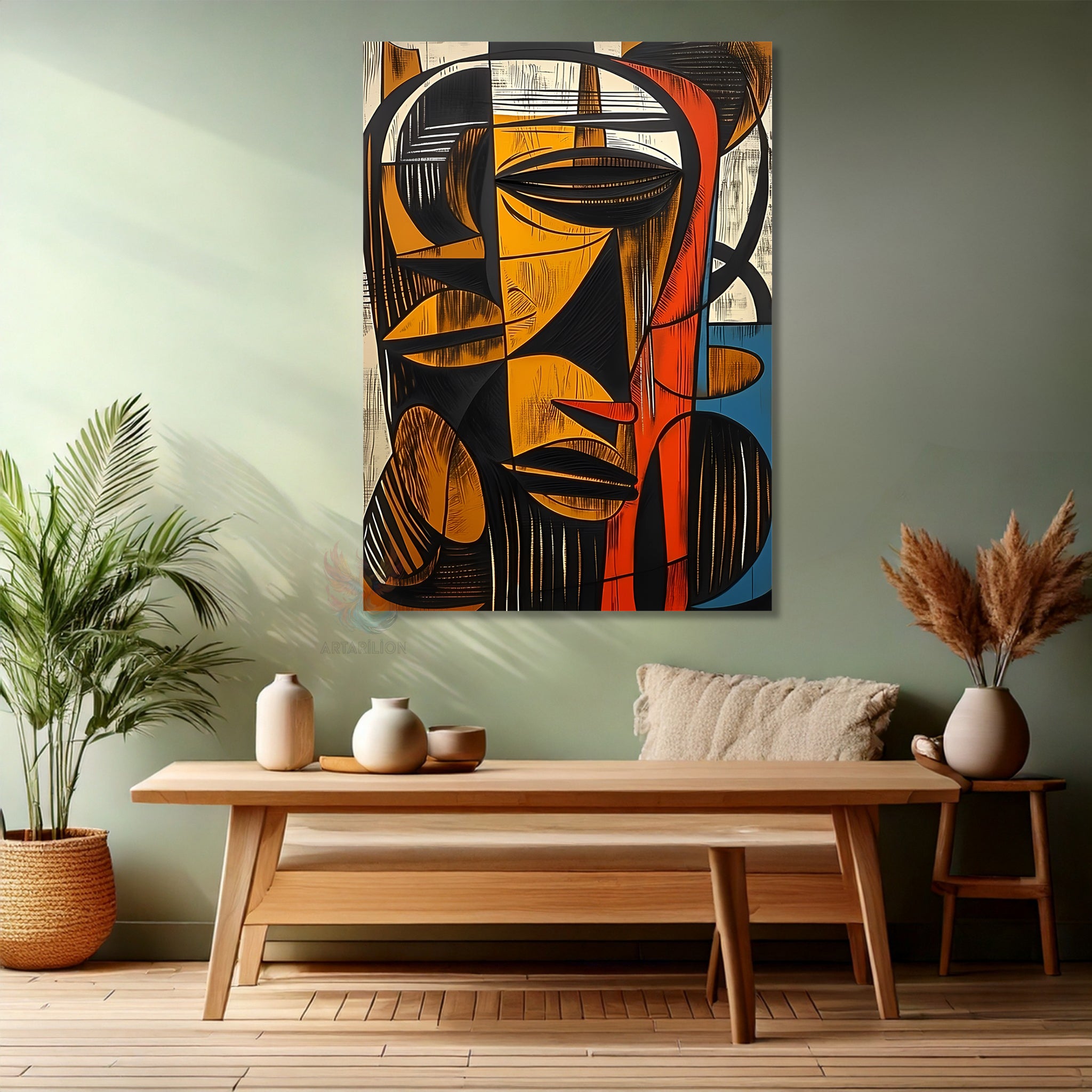 Afrikan Figur Kanvas Tablo