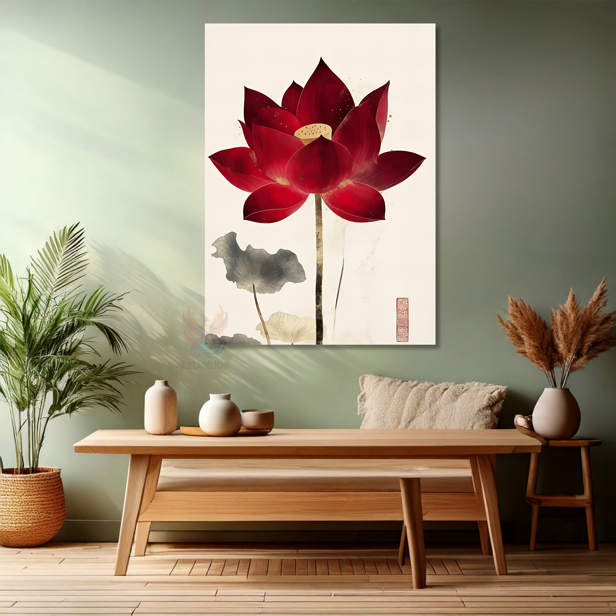 Canvas Painting Home Office Wall Art Aesthetic Red Flower New Home Gift Canvas Home Decor