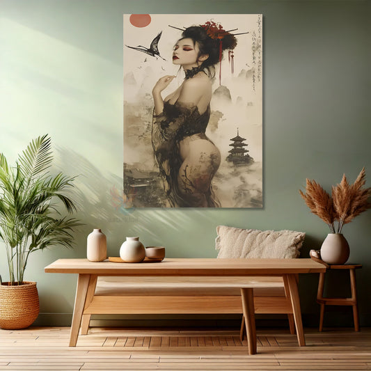 Kanvas Tablo Ev Ofis Duvar Tablosu Japon Kız Yeni Ev Hediyesi Kanvas Ev Dekoru