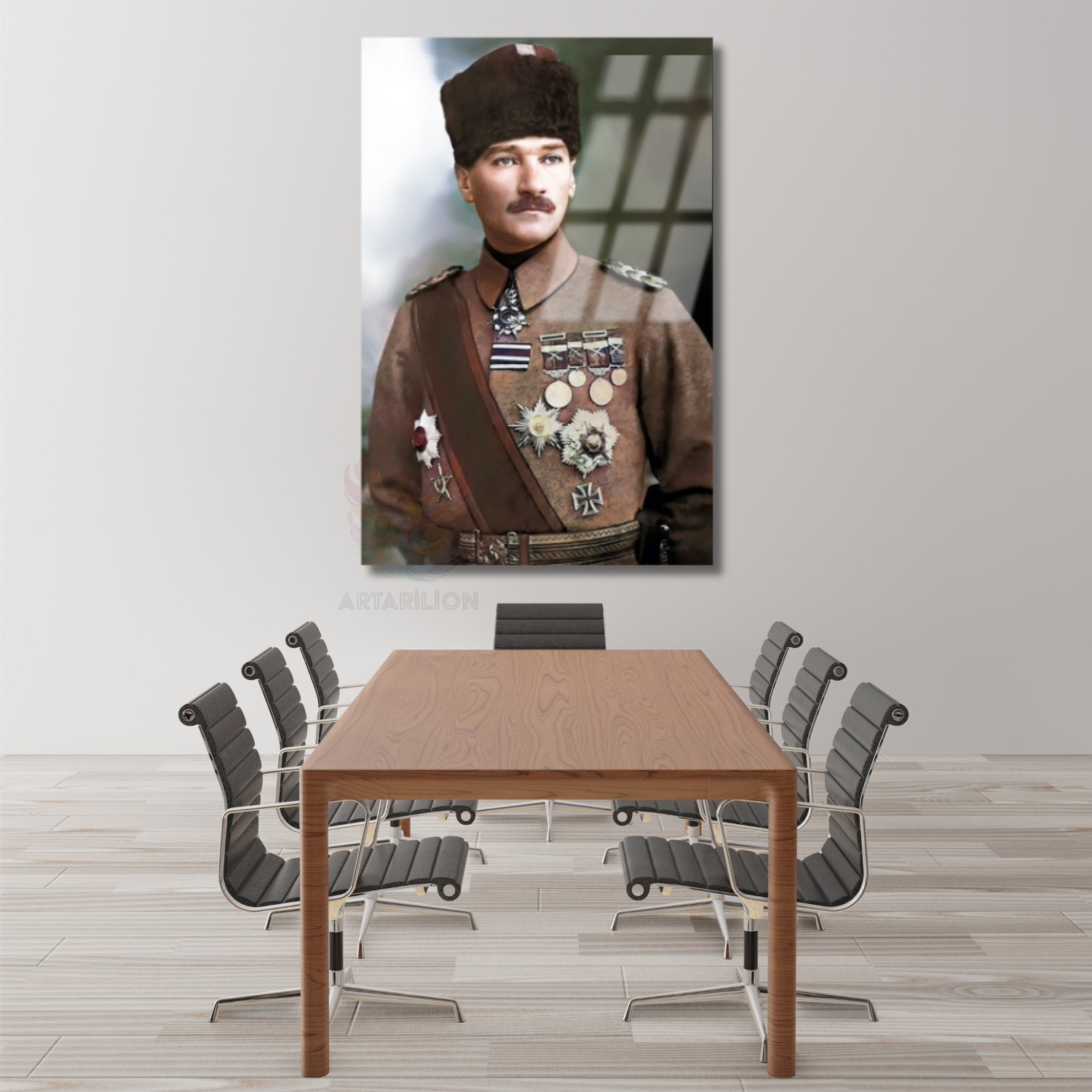 Atatürk Portre Mustafa Kemal Cam Tablo