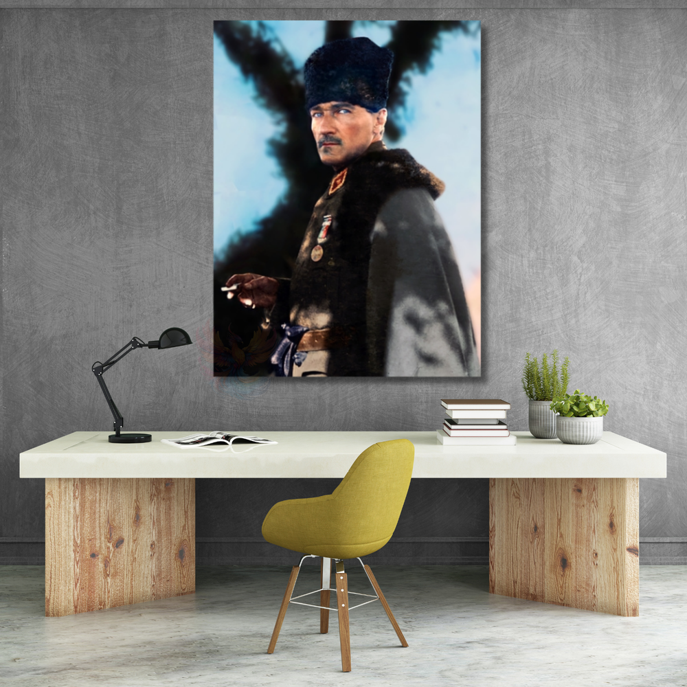 Renkli Atatürk Portresi Modeli Kanvas Tablo