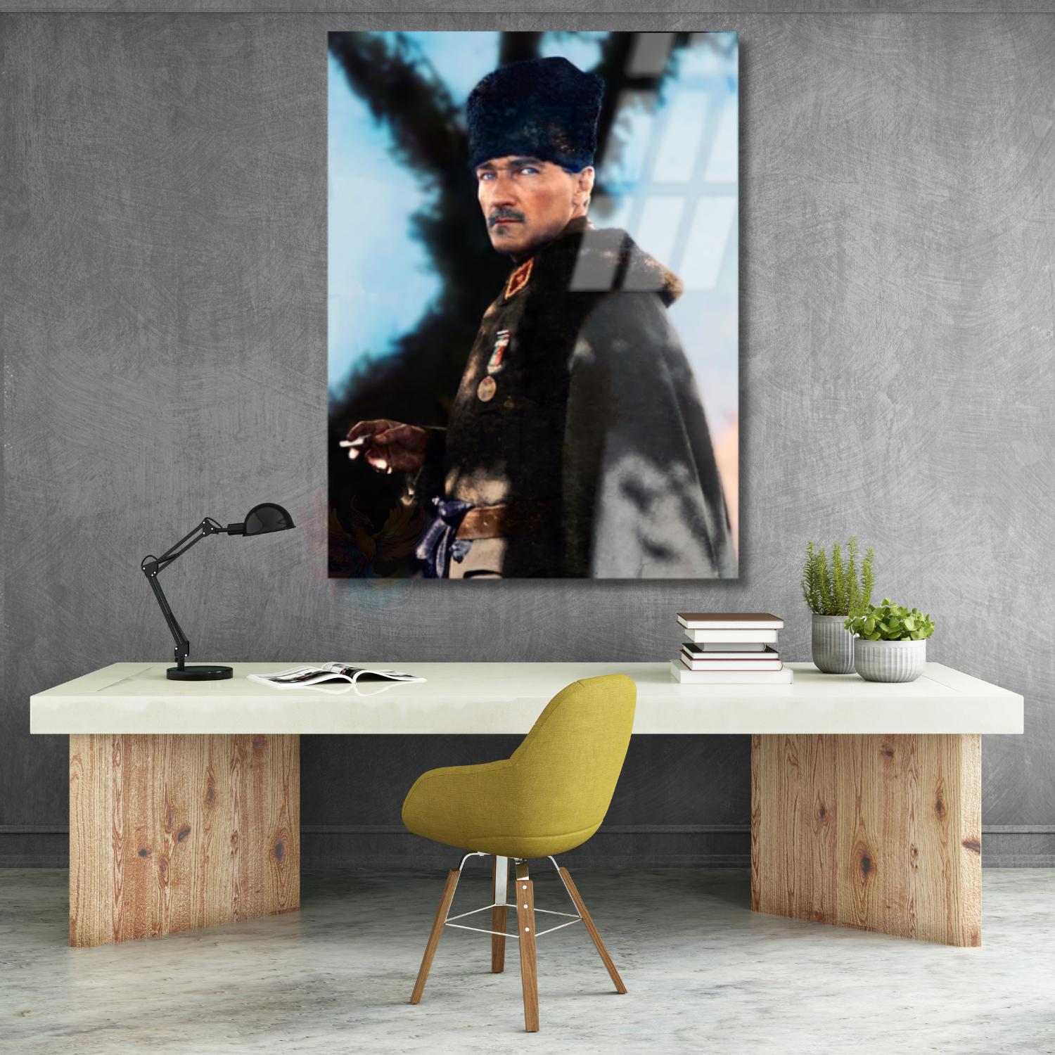 Renkli Atatürk Portresi Modeli Cam Tablo