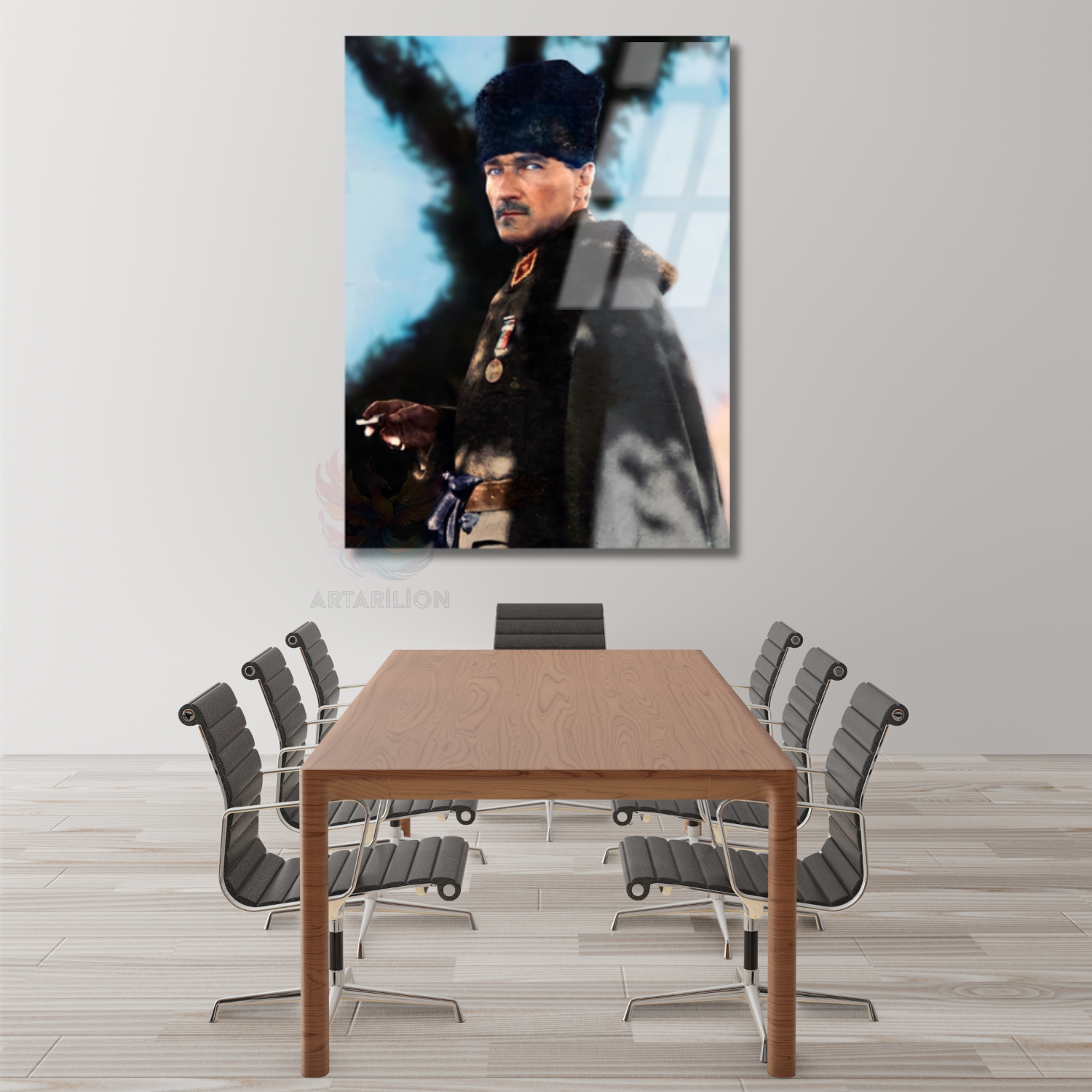 Renkli Atatürk Portresi Modeli Cam Tablo