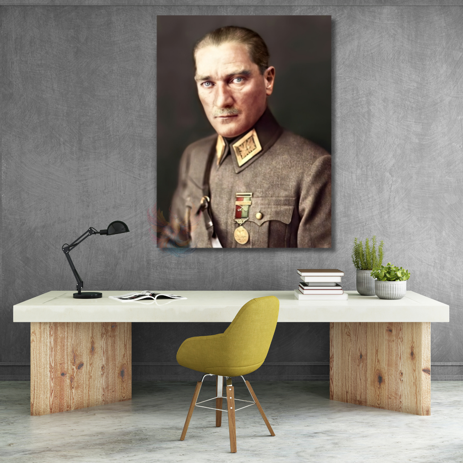 Uniformalı Atatürk Portresi Mustafa Kemal Modeli Kanvas Tablo