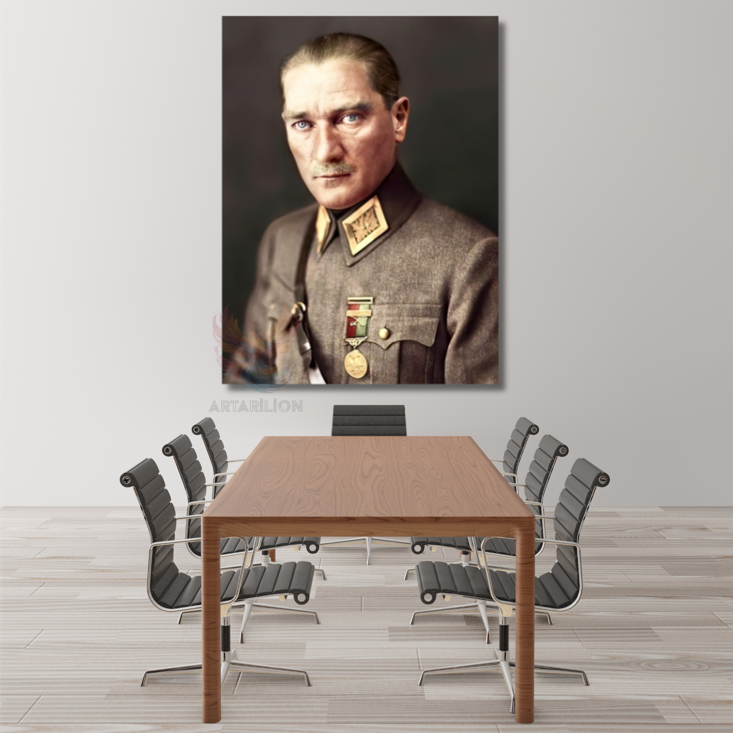 Uniformalı Atatürk Portresi Mustafa Kemal Modeli Kanvas Tablo