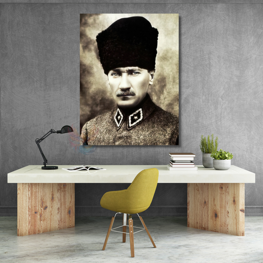 Atatürk Görseli Kanvas Tablo Dikey Duvar Tablosu Ev Ofis Dekoru Ev Ofis Hediyesi