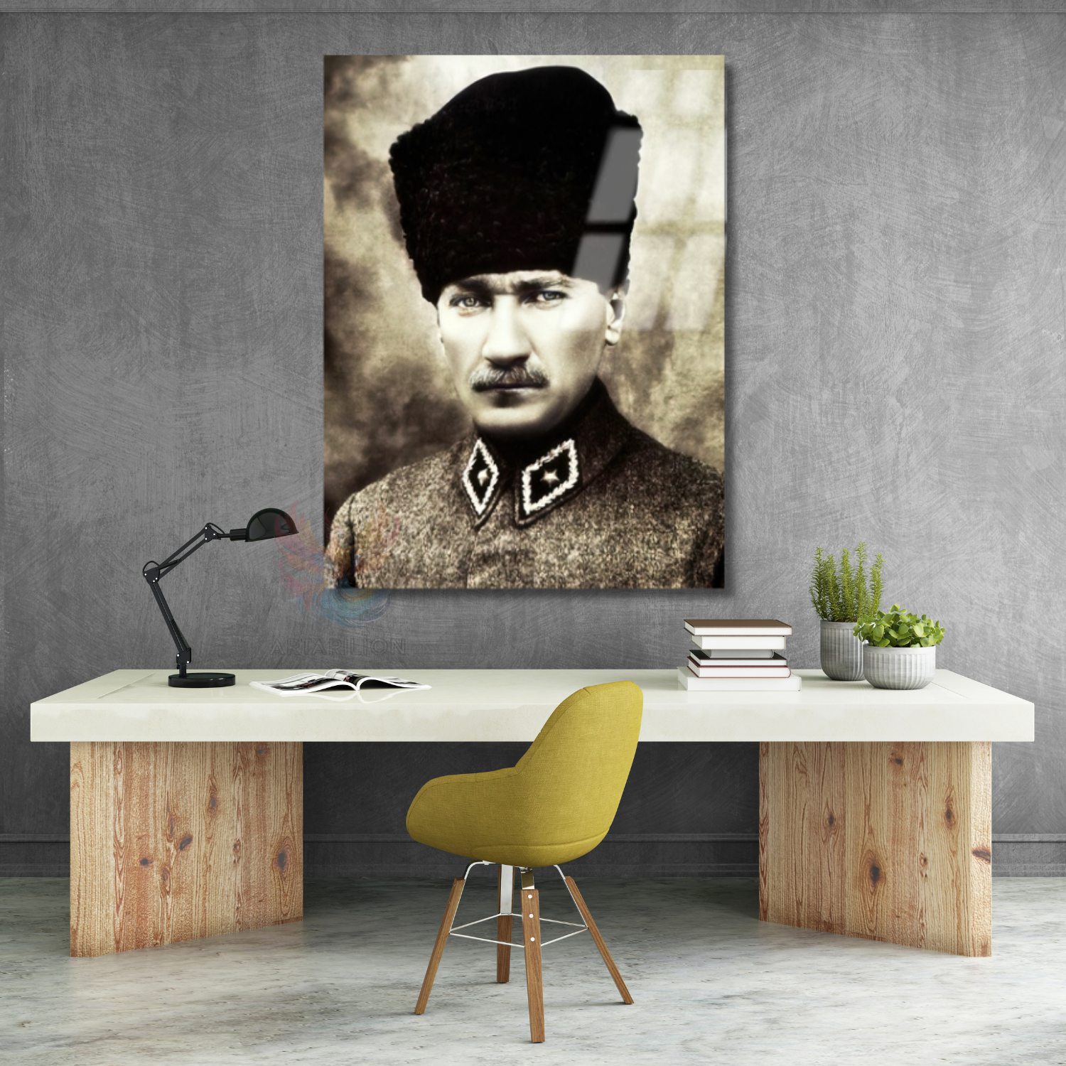 Atatürk Görseli Dikey Cam Tablo