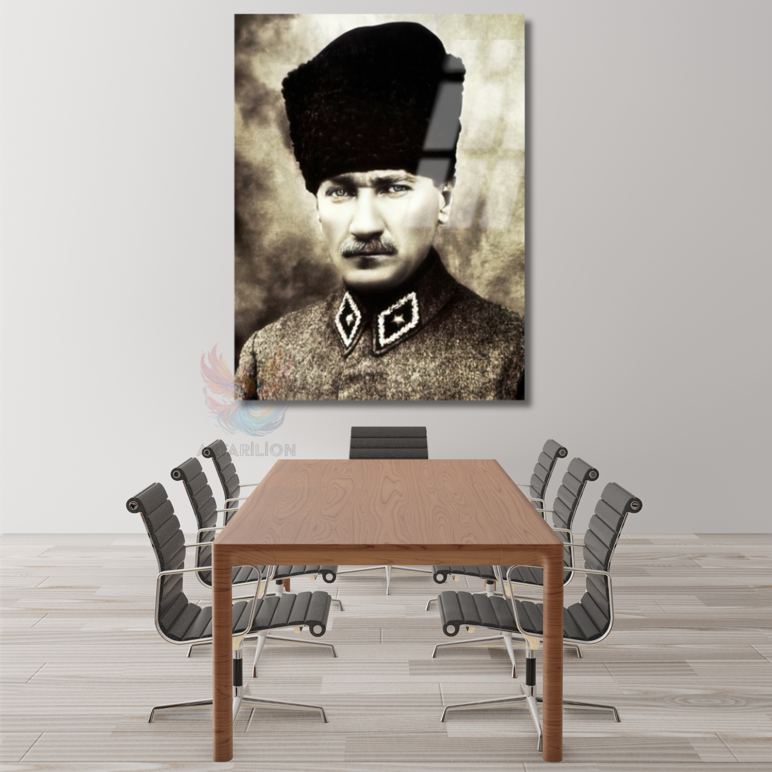 Atatürk Görseli Dikey Cam Tablo