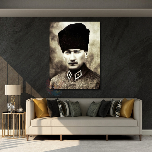 Atatürk Görseli Kanvas Tablo Dikey Duvar Tablosu Ev Ofis Dekoru Ev Ofis Hediyesi