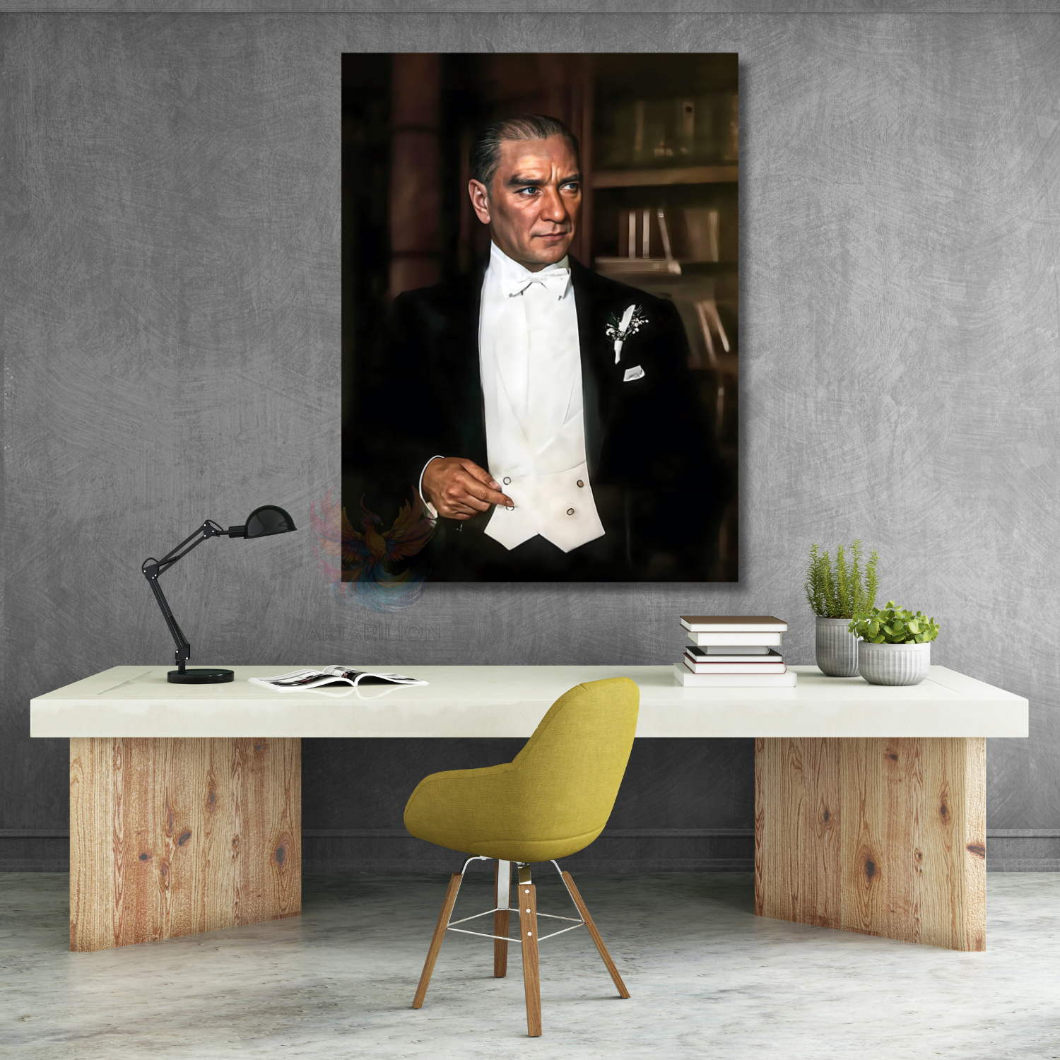 Karizmatık Atatürk Görseli Modeli Dikey Kanvas Tablo