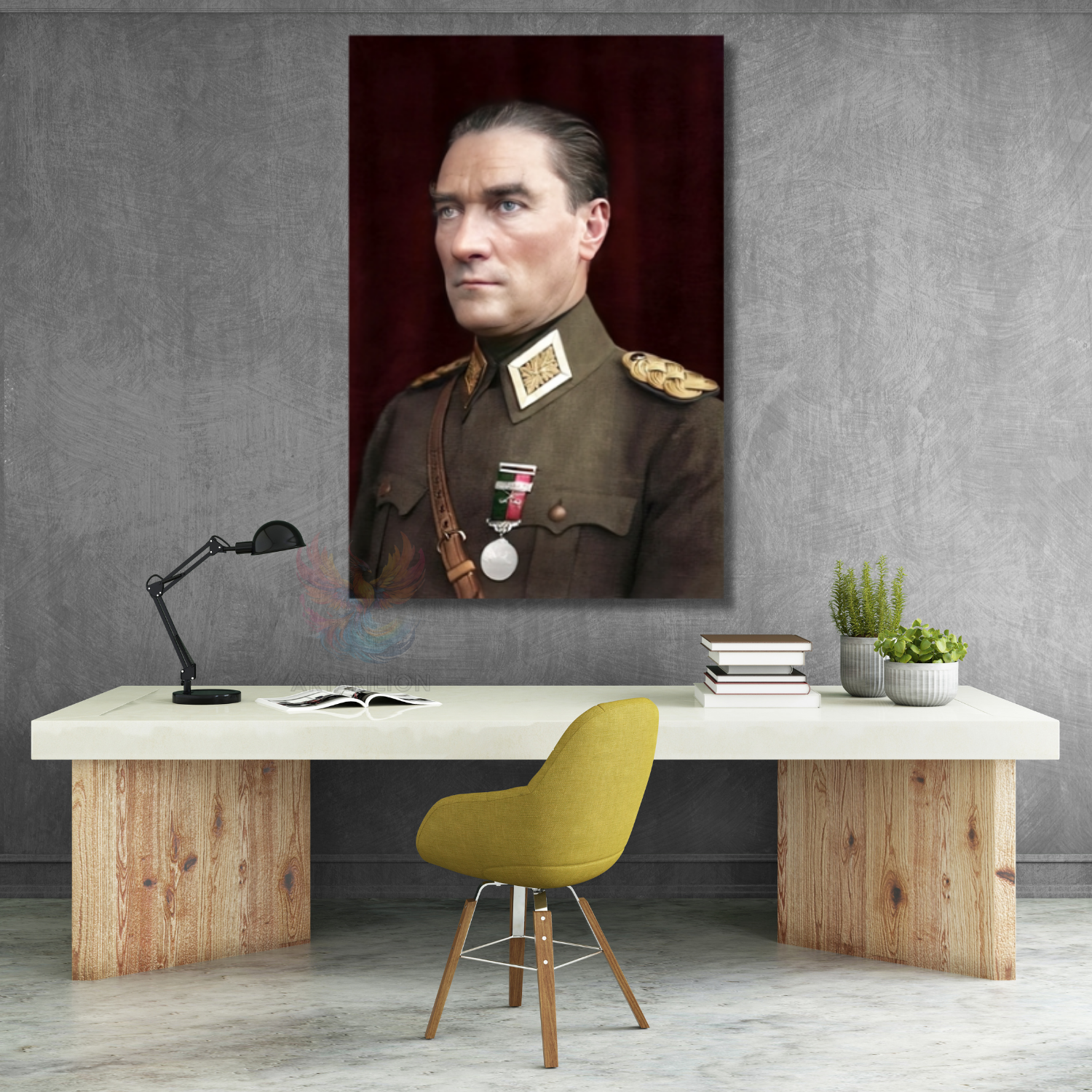 Renkli Atatürk Dikey Kanvas Tablo