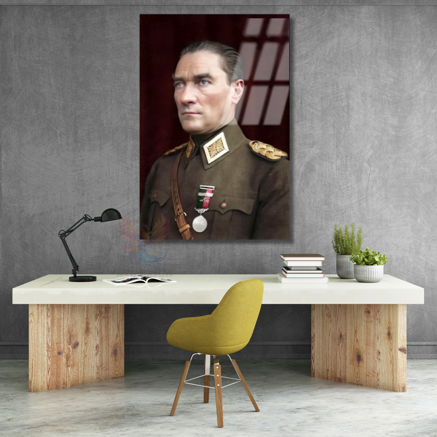 Renkli Atatürk Dikey Cam Tablo