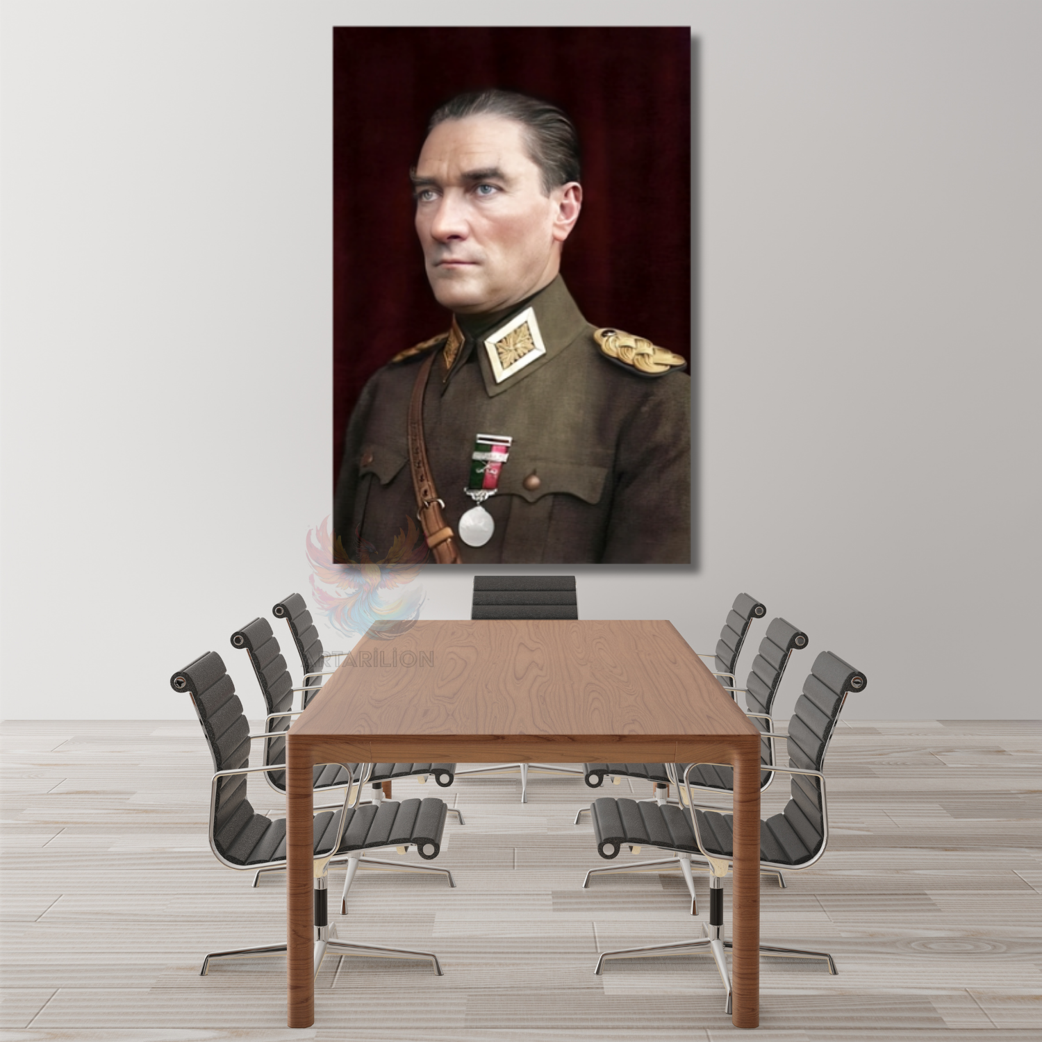 Renkli Atatürk Dikey Kanvas Tablo