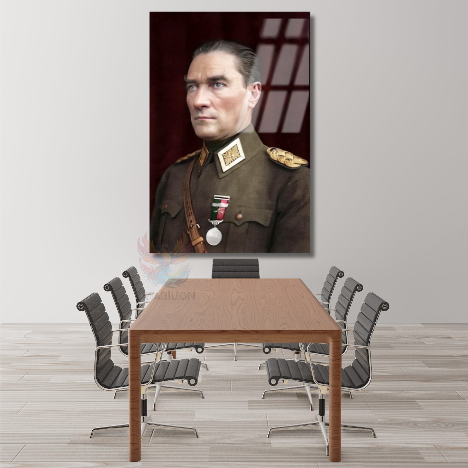 Renkli Atatürk Dikey Cam Tablo