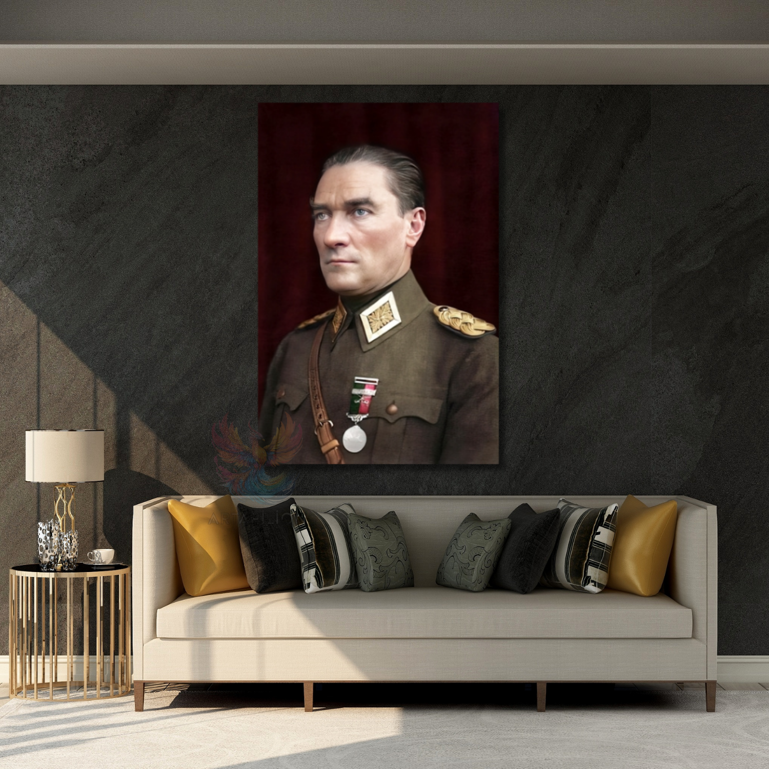 Renkli Atatürk Dikey Kanvas Tablo