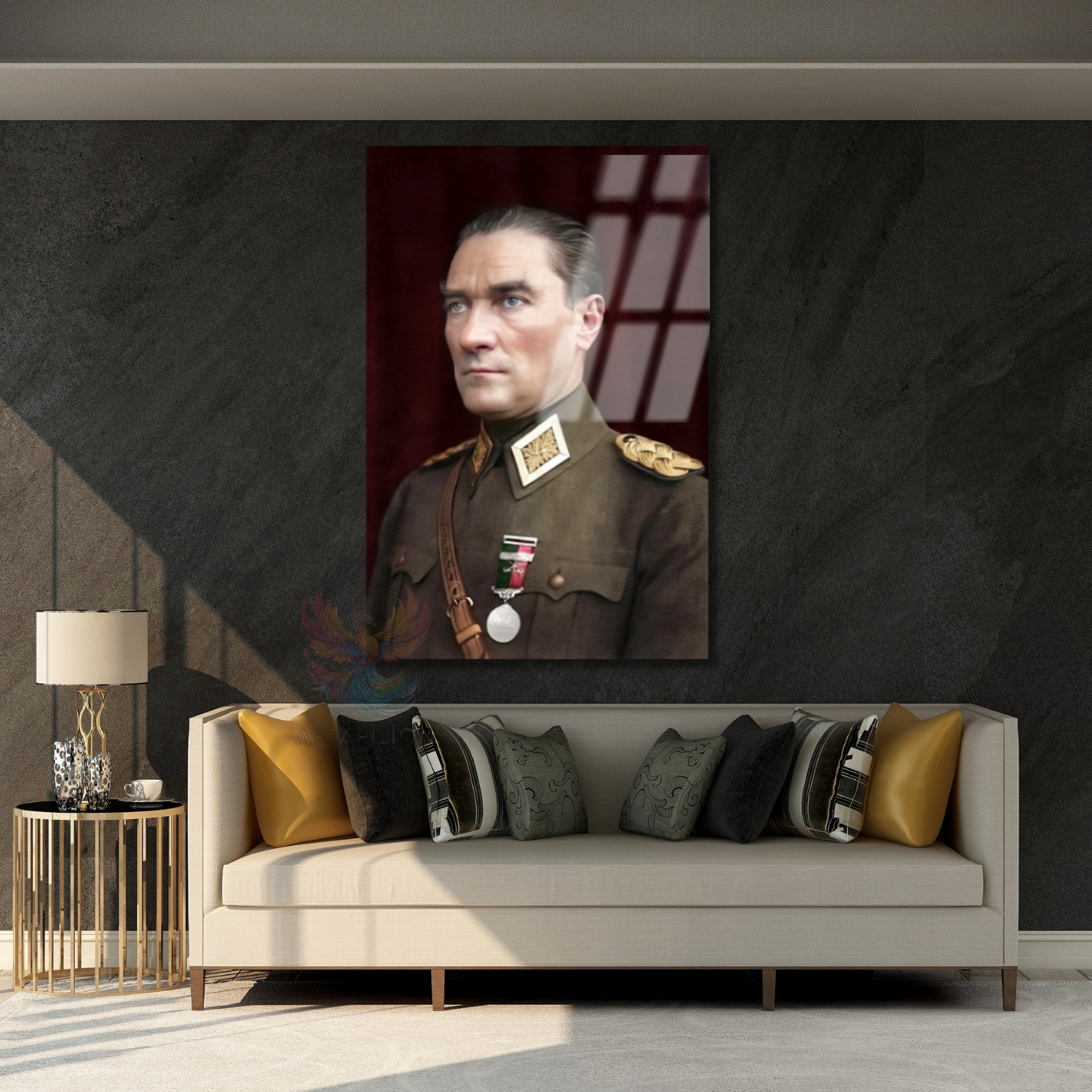 Renkli Atatürk Dikey Cam Tablo