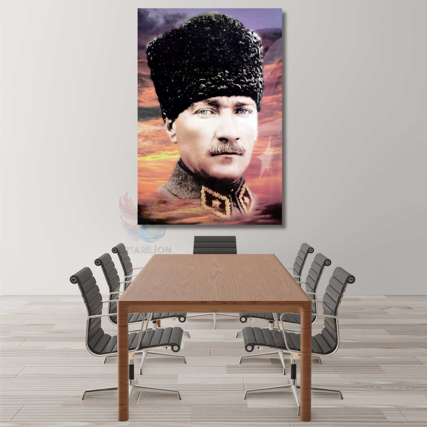 Gökyüzü ve Atatürk Görseli HD Dijital Baskı Kanvas Tablo