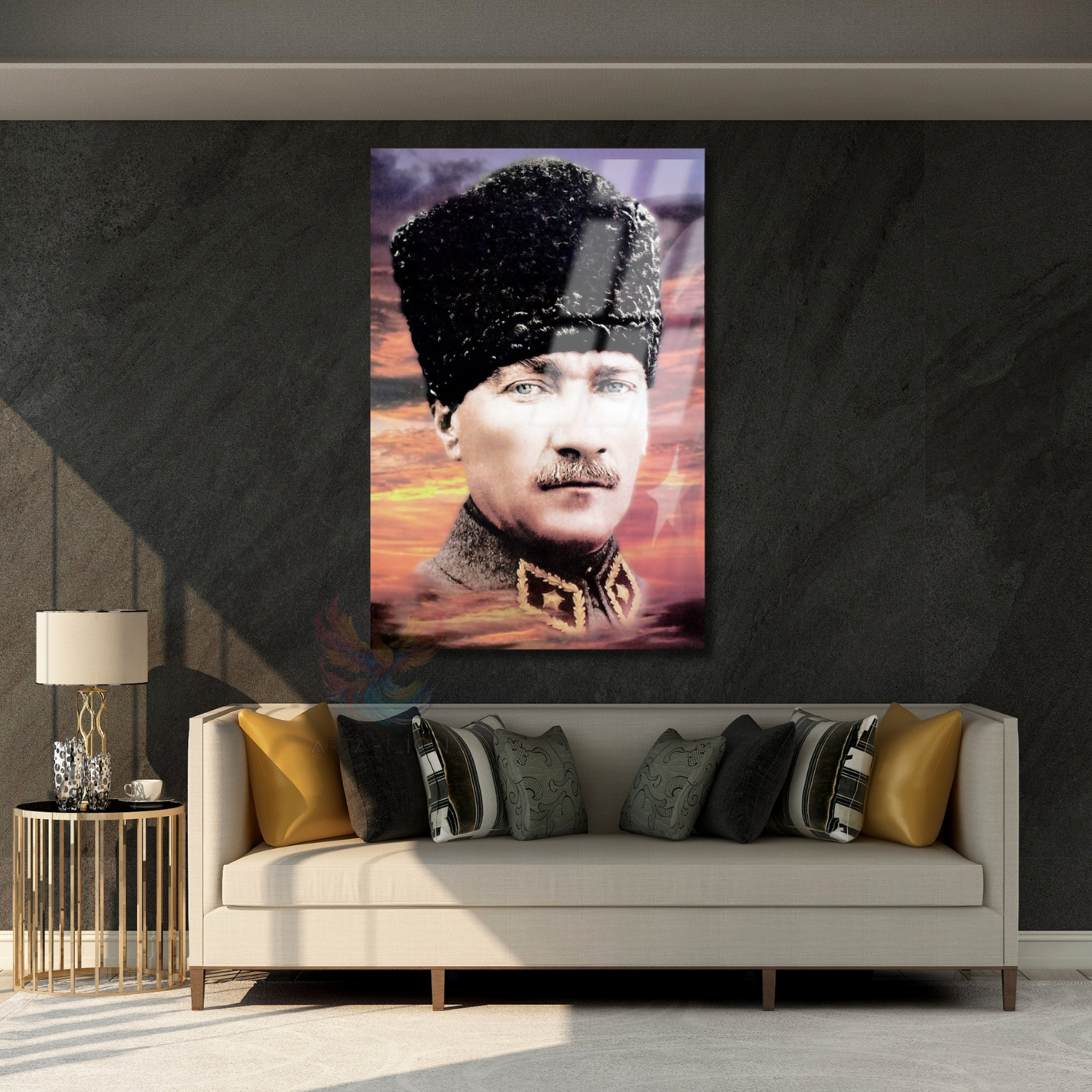 Sky and Atatürk Visual Glass Painting HD Digital Printing Home Office Decor